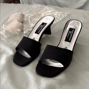 Stuart Weitzman Black Open-Toe Heels